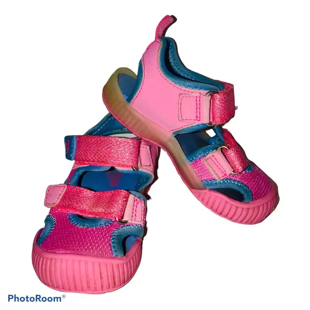 OshKosh Zap-G Girls Sparkly Pink Blue Sandals Size 5